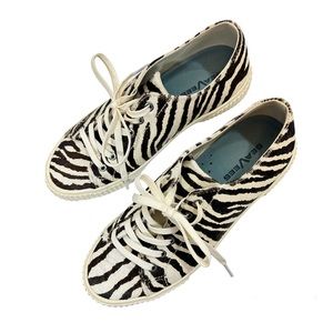 Seavees Darby Zebra Print Cowhide Lace Up Sneakers Womens Size 9 Rubber Soles